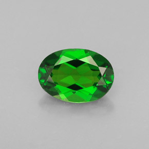 0.87 ct Green Chrome Diopside Gemstone, Chrome Diopside Gem in Oval Facet Shape for Sale.