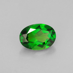 0.87 ct Green Chrome Diopside Stone, Natural Chrome Diopside in Oval Facet Shape for Sale