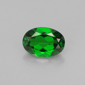 0.79 ct Green Chrome Diopside Gemstone, Chrome Diopside Gem in Oval Facet Shape for Sale.