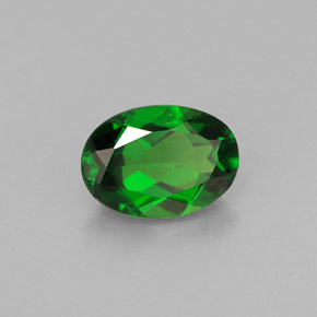 0.79 ct Green Chrome Diopside Stone, Natural Chrome Diopside in Oval Facet Shape for Sale
