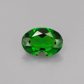 0.74 ct Green Chrome Diopside Gemstone, Chrome Diopside Gem in Oval Facet Shape for Sale.