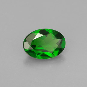 0.74 ct Green Chrome Diopside Stone, Natural Chrome Diopside in Oval Facet Shape for Sale