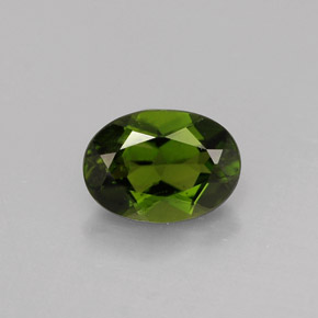 0.93 ct Green Chrome Diopside Gemstone, Chrome Diopside Gem in Oval Facet Shape for Sale.