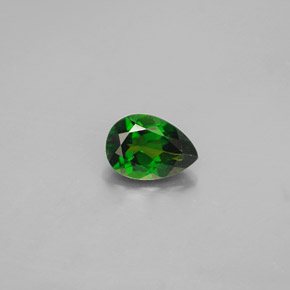 0.74 ct Green Chrome Diopside Gemstone, Chrome Diopside Gem in Pear Facet Shape for Sale.