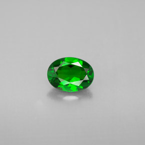 0.84 ct Green Chrome Diopside Gemstone, Chrome Diopside Gem in Oval Facet Shape for Sale.