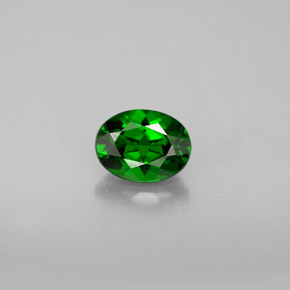0.98 ct Green Chrome Diopside Gemstone, Chrome Diopside Gem in Oval Facet Shape for Sale.
