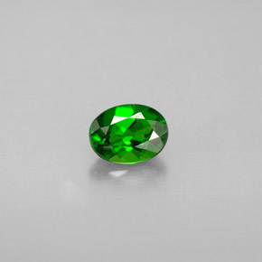 0.62 ct Green Chrome Diopside Gemstone, Chrome Diopside Gem in Oval Facet Shape for Sale.