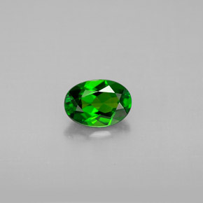 0.84 ct Green Chrome Diopside Gemstone, Chrome Diopside Gem in Oval Facet Shape for Sale.