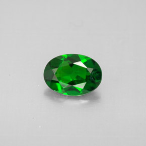 0.79 ct Green Chrome Diopside Gemstone, Chrome Diopside Gem in Oval Facet Shape for Sale.