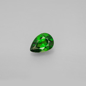 0.72 ct Green Chrome Diopside Gemstone, Chrome Diopside Gem in Pear Facet Shape for Sale.