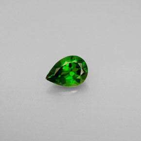 0.65 ct Green Chrome Diopside Gemstone, Chrome Diopside Gem in Pear Facet Shape for Sale.