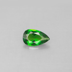 0.74 ct Green Chrome Diopside Gemstone, Chrome Diopside Gem in Pear Facet Shape for Sale.