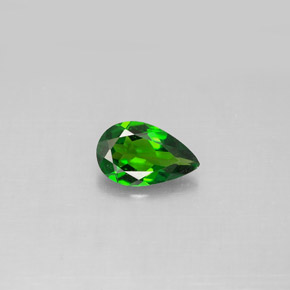 0.74 ct Green Chrome Diopside Gemstone, Chrome Diopside Gem in Pear Facet Shape for Sale.