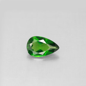 0.81 ct Green Chrome Diopside Gemstone, Chrome Diopside Gem in Pear Facet Shape for Sale.