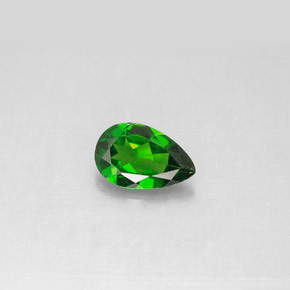 0.79 ct Green Chrome Diopside Gemstone, Chrome Diopside Gem in Pear Facet Shape for Sale.