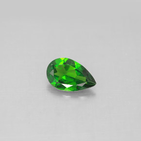 0.74 ct Green Chrome Diopside Gemstone, Chrome Diopside Gem in Pear Facet Shape for Sale.