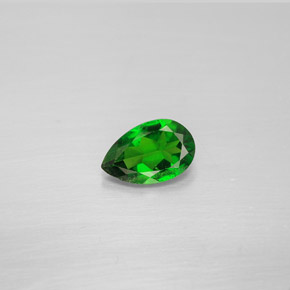 0.77 ct Green Chrome Diopside Gemstone, Chrome Diopside Gem in Pear Facet Shape for Sale.