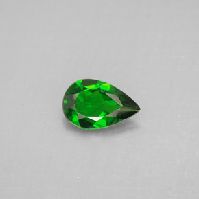 0.76 ct Green Chrome Diopside Gemstone, Chrome Diopside Gem in Pear Facet Shape for Sale.