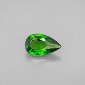 0.83 ct Green Chrome Diopside Gemstone, Chrome Diopside Gem in Pear Facet Shape for Sale.