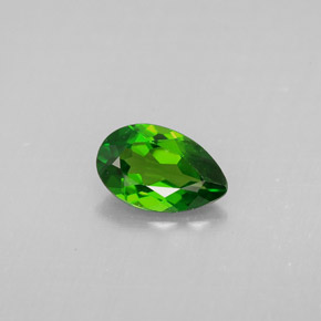 0.82 ct Green Chrome Diopside Gemstone, Chrome Diopside Gem in Pear Facet Shape for Sale.