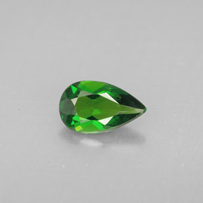 0.74 ct Green Chrome Diopside Gemstone, Chrome Diopside Gem in Pear Facet Shape for Sale.