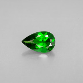 0.79 ct Green Chrome Diopside Gemstone, Chrome Diopside Gem in Pear Facet Shape for Sale.