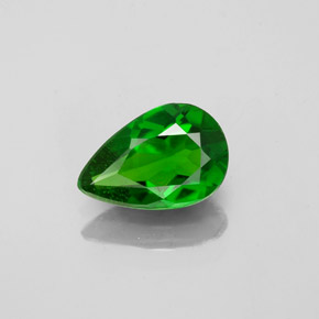 0.74 ct Green Chrome Diopside Gemstone, Chrome Diopside Gem in Pear Facet Shape for Sale.