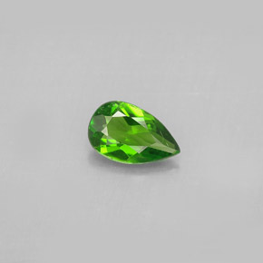 0.75 ct Green Chrome Diopside Gemstone, Chrome Diopside Gem in Pear Facet Shape for Sale.