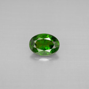 0.83 ct Green Chrome Diopside Gemstone, Chrome Diopside Gem in Oval Facet Shape for Sale.