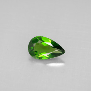 0.73 ct Green Chrome Diopside Gemstone, Chrome Diopside Gem in Pear Facet Shape for Sale.