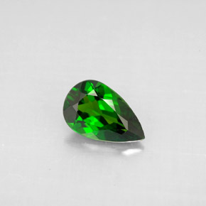 0.78 ct Green Chrome Diopside Gemstone, Chrome Diopside Gem in Pear Facet Shape for Sale.