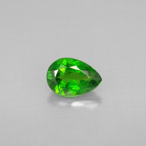 0.77 ct Green Chrome Diopside Gemstone, Chrome Diopside Gem in Pear Facet Shape for Sale.