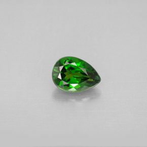 0.88 ct Green Chrome Diopside Gemstone, Chrome Diopside Gem in Pear Facet Shape for Sale.