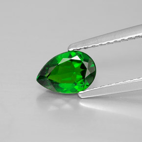 0.66 ct Green Chrome Diopside Gemstone, Chrome Diopside Gem in Pear Facet Shape for Sale.