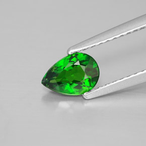 0.55 ct Green Chrome Diopside Gemstone, Chrome Diopside Gem in Pear Facet Shape for Sale.