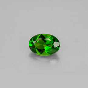 0.86 ct Green Chrome Diopside Gemstone, Chrome Diopside Gem in Oval Facet Shape for Sale.