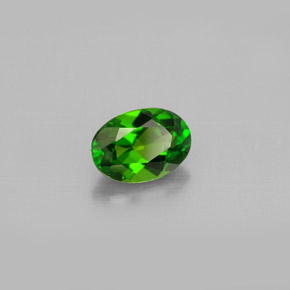 0.86 ct Green Chrome Diopside Stone, Natural Chrome Diopside in Oval Facet Shape for Sale