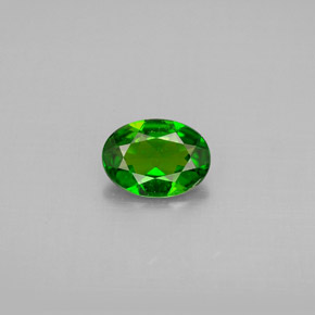 0.77 ct Green Chrome Diopside Gemstone, Chrome Diopside Gem in Oval Facet Shape for Sale.