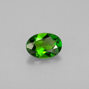 0.75 ct Green Chrome Diopside Stone, Natural Chrome Diopside in Oval Facet Shape for Sale