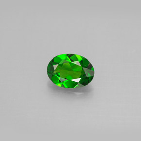 0.71 ct Green Chrome Diopside Gemstone, Chrome Diopside Gem in Oval Facet Shape for Sale.