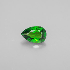 0.74 ct Green Chrome Diopside Gemstone, Chrome Diopside Gem in Pear Facet Shape for Sale.