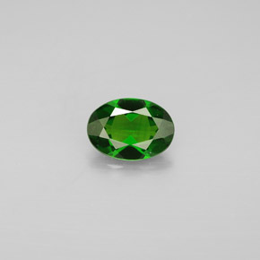 0.75 ct Green Chrome Diopside Gemstone, Chrome Diopside Gem in Oval Facet Shape for Sale.