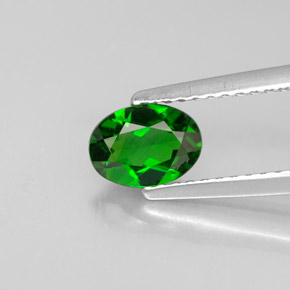 0.61 ct Green Chrome Diopside Gemstone, Chrome Diopside Gem in Oval Facet Shape for Sale.
