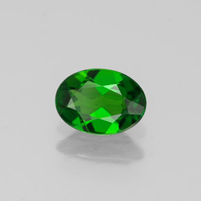 0.67 ct Green Chrome Diopside Gemstone, Chrome Diopside Gem in Oval Facet Shape for Sale.