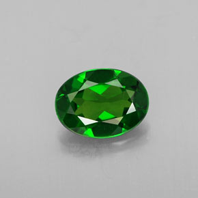 0.72 ct Green Chrome Diopside Gemstone, Chrome Diopside Gem in Oval Facet Shape for Sale.
