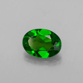 0.72 ct Green Chrome Diopside Stone, Natural Chrome Diopside in Oval Facet Shape for Sale