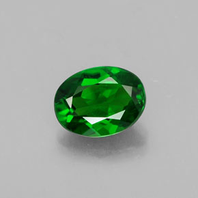 0.83 ct Green Chrome Diopside Gemstone, Chrome Diopside Gem in Oval Facet Shape for Sale.