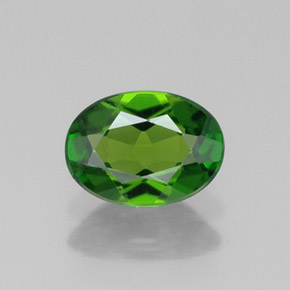 0.78 ct Green Chrome Diopside Gemstone, Chrome Diopside Gem in Oval Facet Shape for Sale.