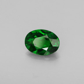 0.70 ct Green Chrome Diopside Stone, Natural Chrome Diopside in Oval Facet Shape for Sale