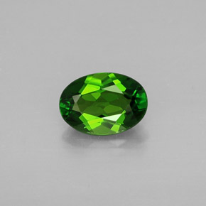 0.76 ct Green Chrome Diopside Gemstone, Chrome Diopside Gem in Oval Facet Shape for Sale.